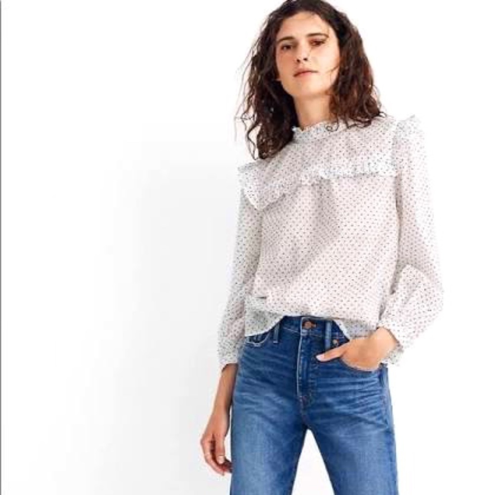 *FIRM PRICE* Madewell size XS black dot and ruffle top